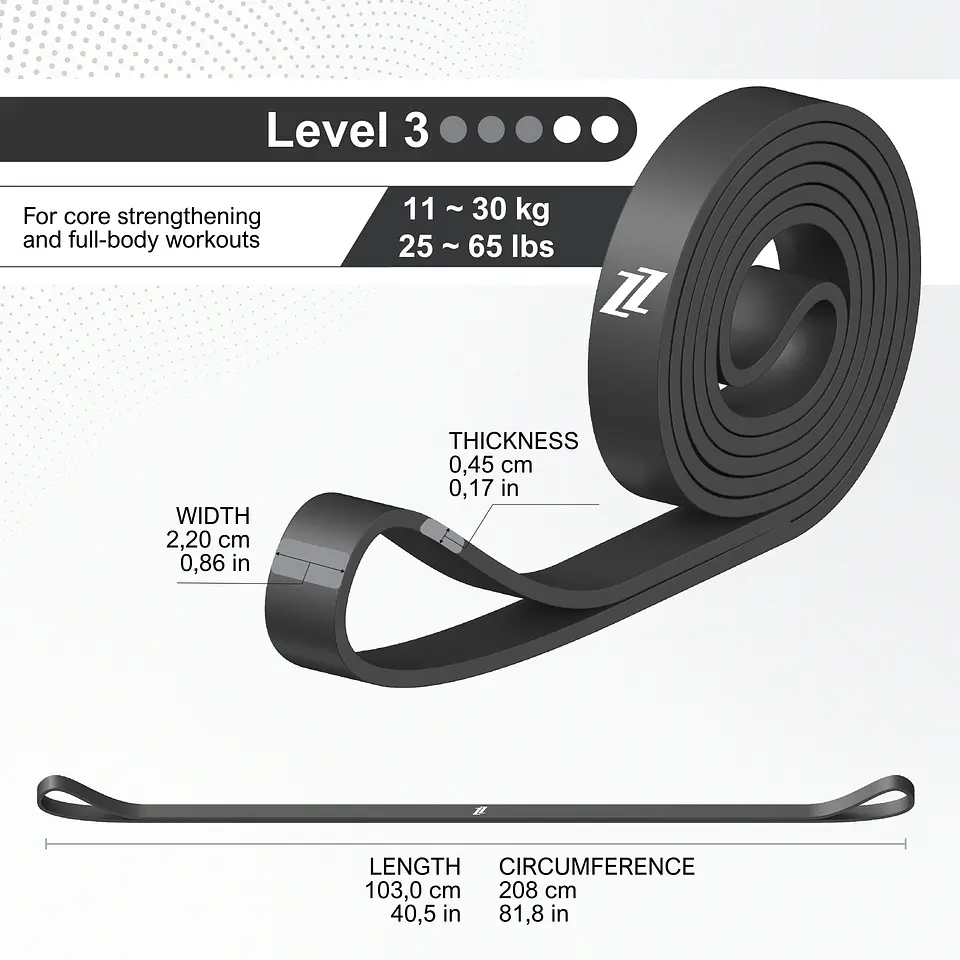 ZZGO Banda de Resistência Nível 3 | Preta (11–30kg) 5