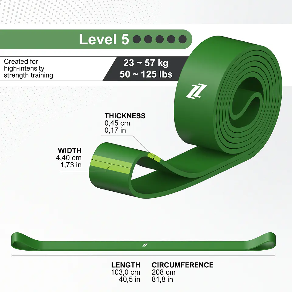 ZZGO Banda de Resistência Nível 5 | Verde (23–57kg) 5