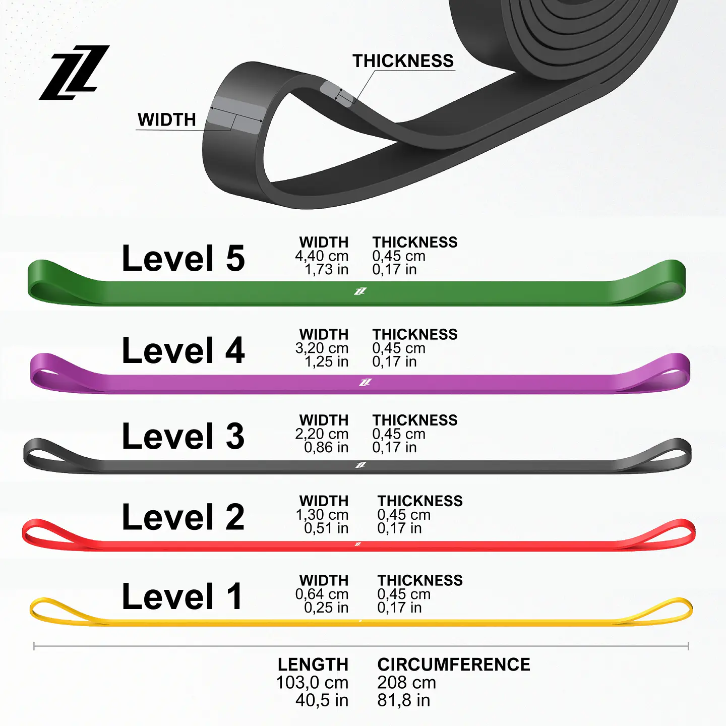 ZZGO Set de Bandas de Resistência 5X (inclui 5 bandas) 5