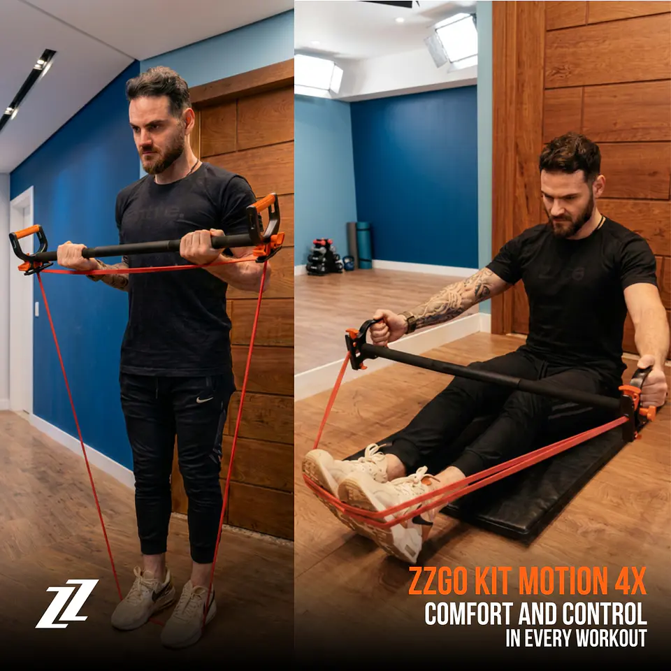 ZZGO Kit de Bandas de Resistência Motion 4X (2 Power Handles + Ancoragem de Porta + Barra Portátil + Banda) 7