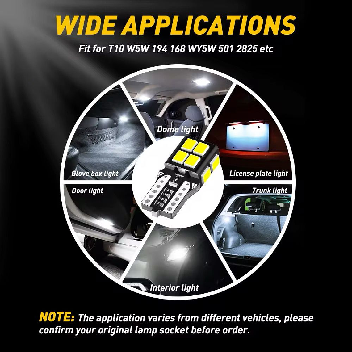 LED T10 CANBUS 14 CHIP 250 LUMENES 3