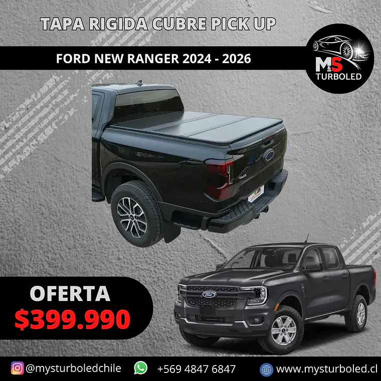TAPA PLEGABLE RIGIDA FORD NEW RANGER 2024 - 2026 1