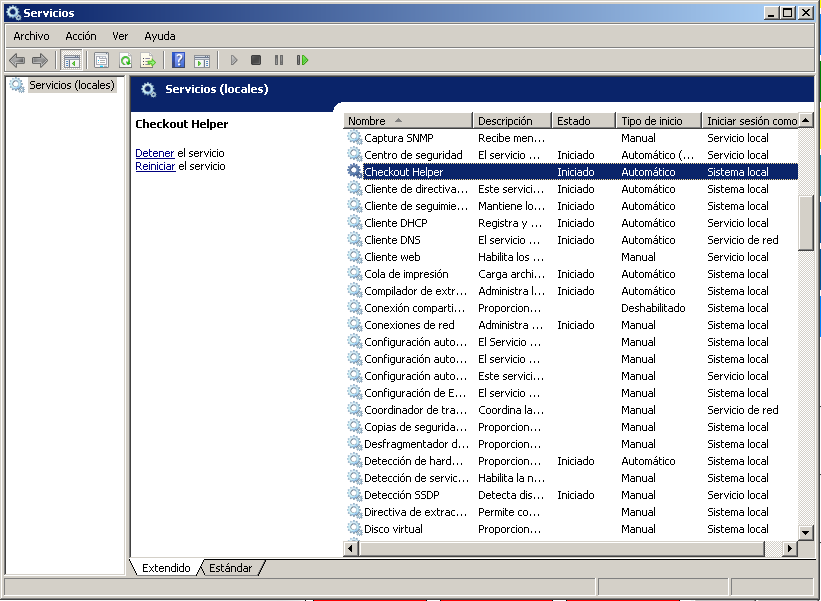 Revisar servicio CheckOUT Helper