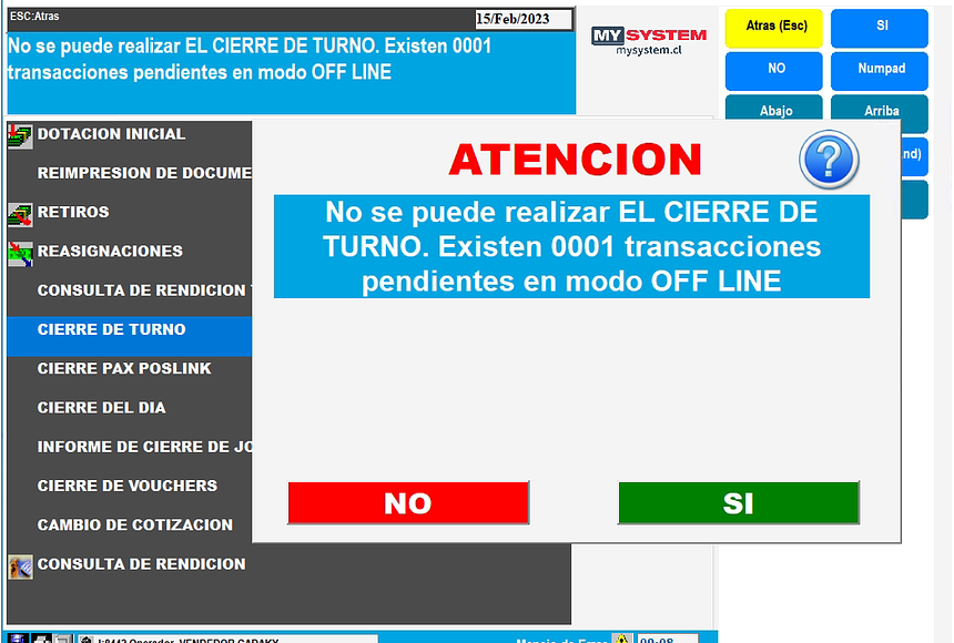 Transacciones pendientes en modo OFF LINE