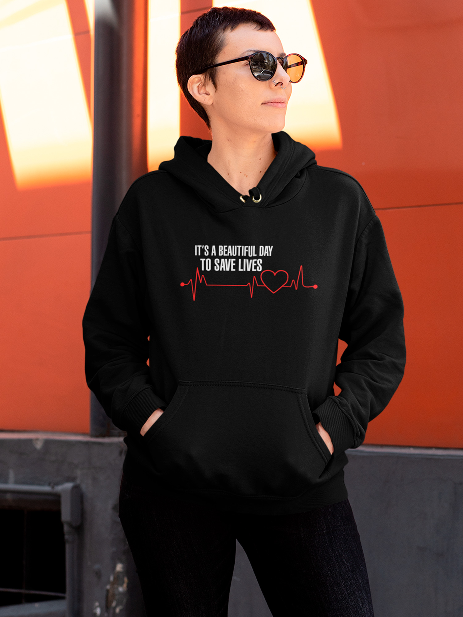 It\u2019s a beautiful day to save lives bleached hoodie Handmade graphic doctor show top