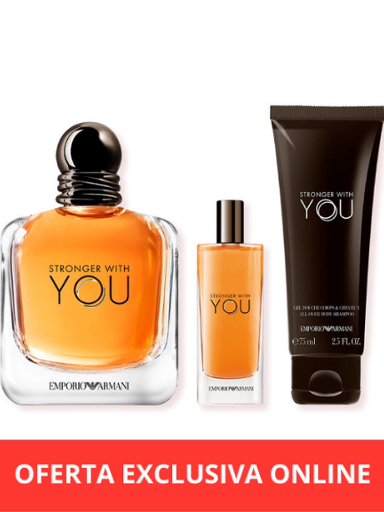 Emporio Armani Stronger With You Set 100 Ml Edt + Gel de Ducha 75 ML + Miniatura 15 ML  1