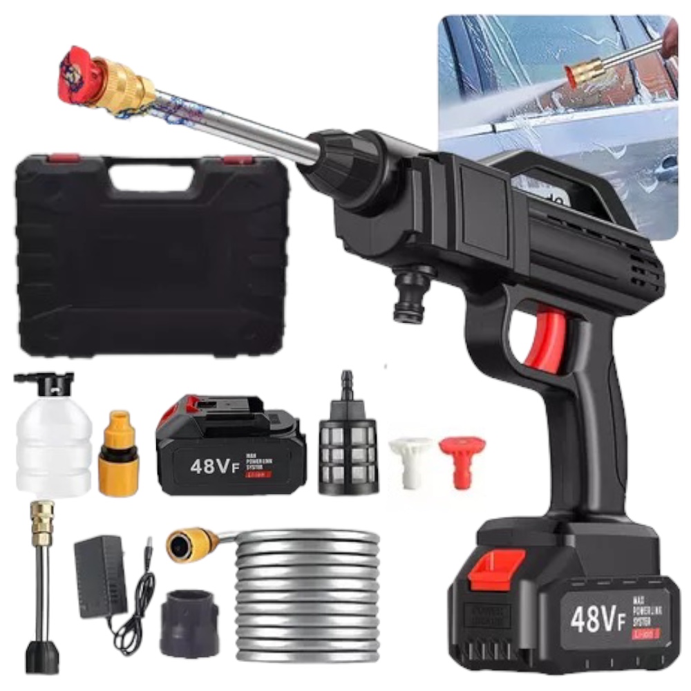 Inalámbrica Hidrolavadora/pistola Lavado Coche 48v Portatil Negro