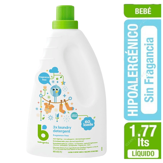 Detergente Líquido Babyganics Hipoalergénico 1.77 Litros