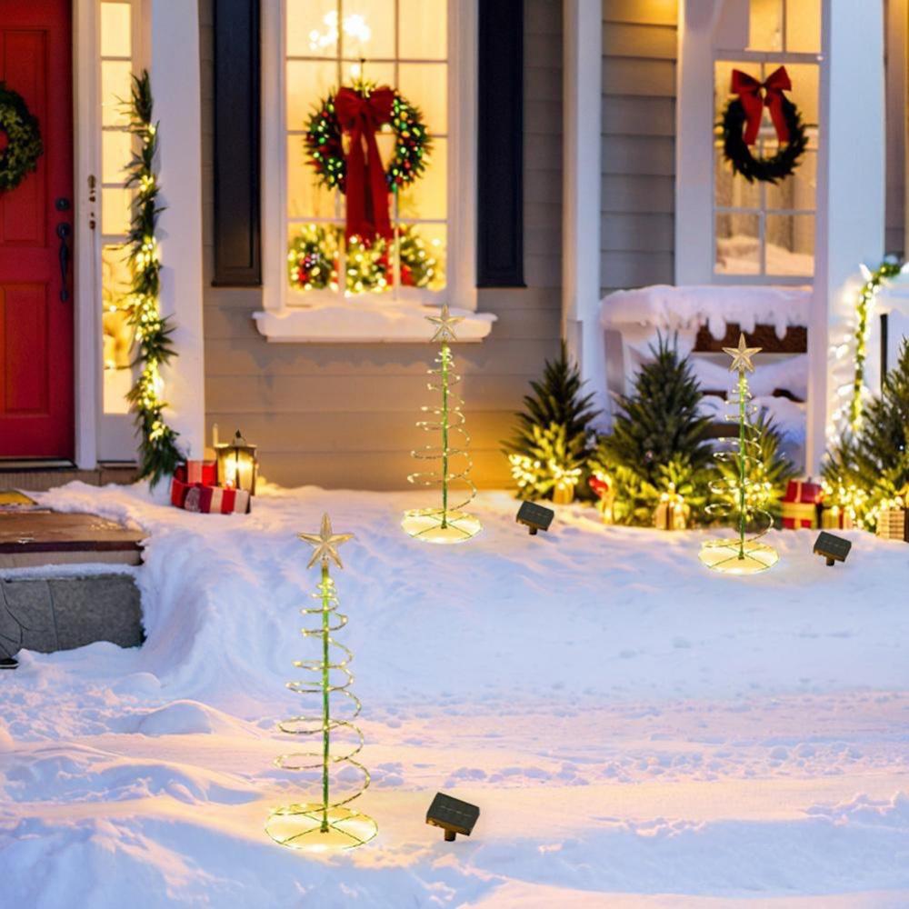 Arbol De Navidad Solar Espiral Led Jardín