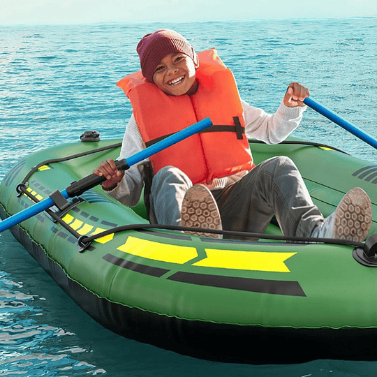 Bote Inflable Kayak + Remos 195x116 Cm Para 2 Personas 