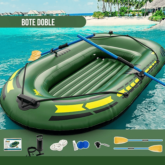 Bote Inflable Kayak + Remos 195x116 Cm Para 2 Personas 