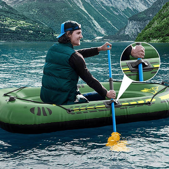 Bote Inflable Kayak + Remos 195x116 Cm Para 2 Personas 