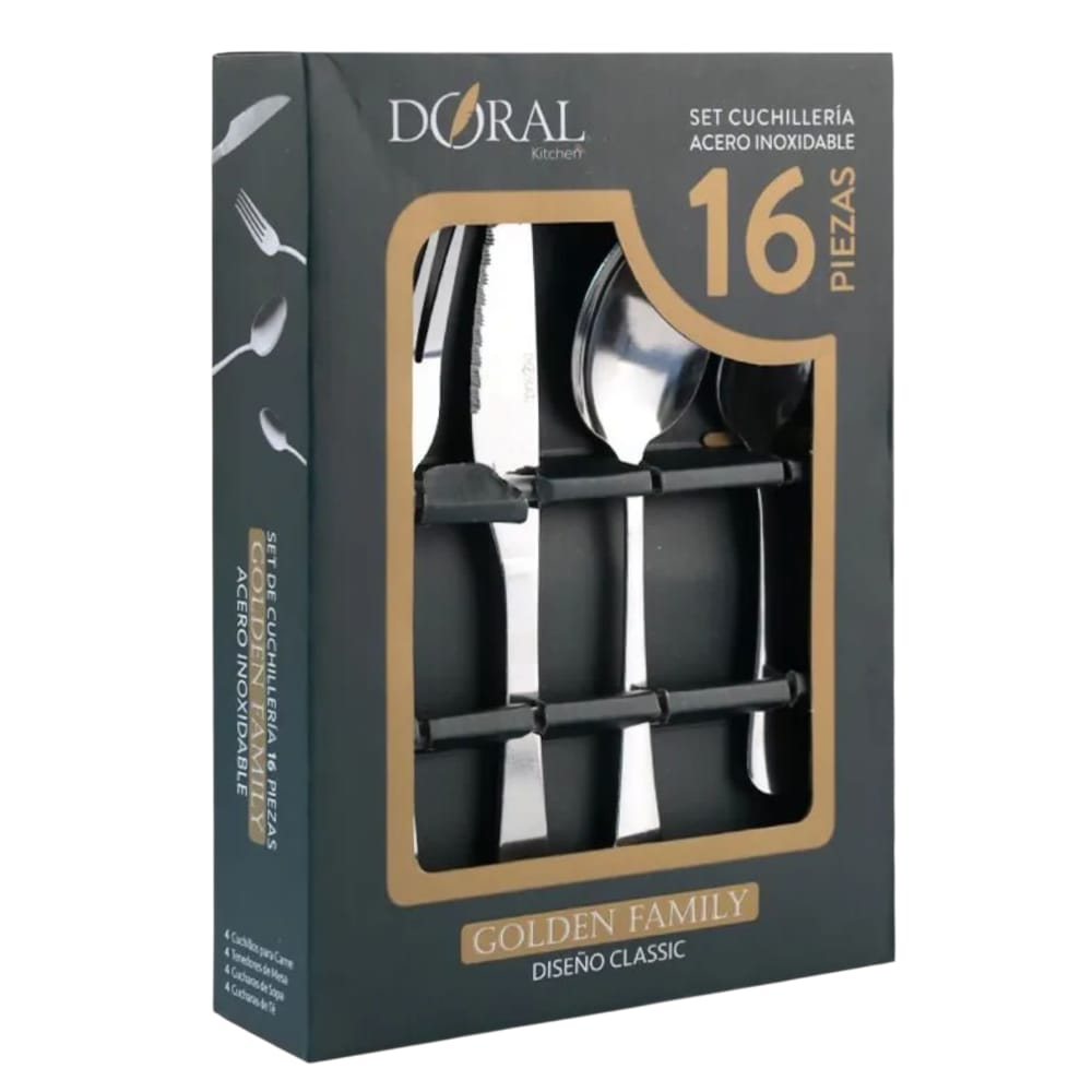 Set Cuchilleria Doral 16 Piezas Royal Golden Family