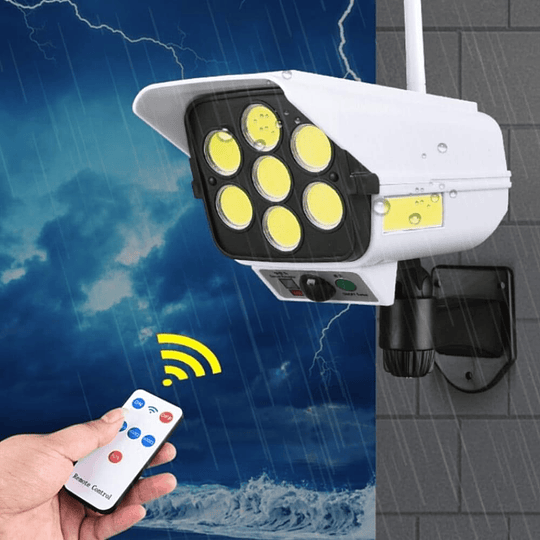 Foco Solar Tipo Camara Con Sensor De Movimiento + Control Remoto 