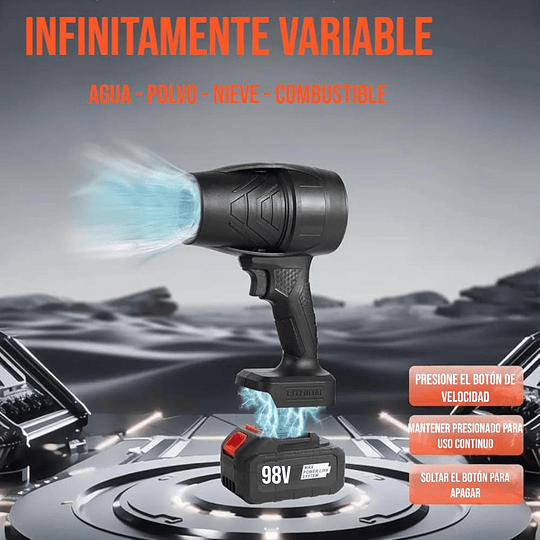 Soplador De Polvo Profesional Turbina Inalámbrico Negro