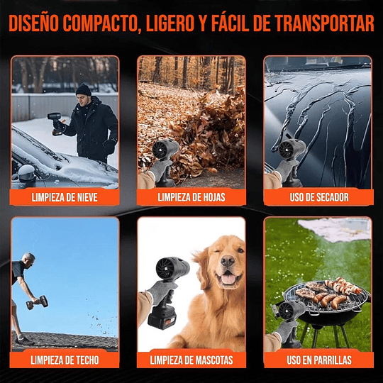 Soplador De Polvo Profesional Turbina Inalámbrico Negro