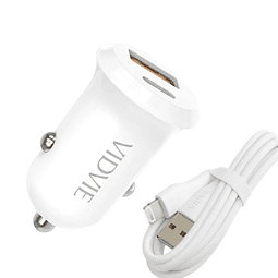 Cargador De Auto Dual USB y Tipo C Carga Rápida 30W