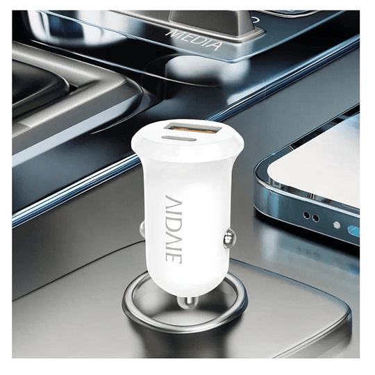 Cargador De Auto Dual USB y Tipo C Carga Rápida 30W