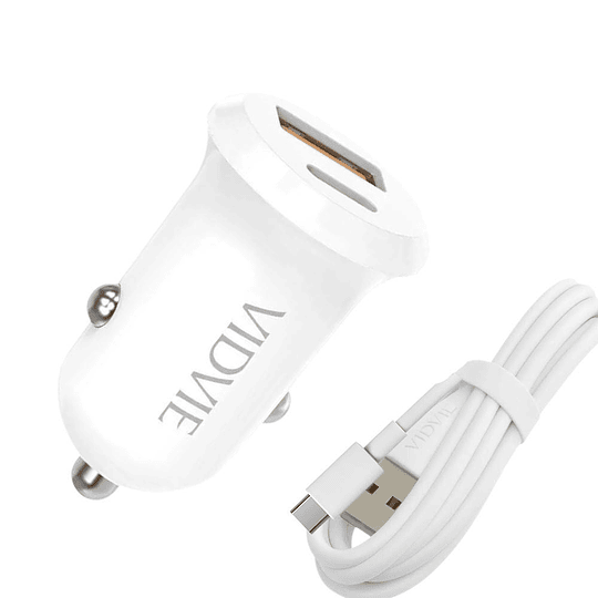 Cargador De Auto Dual USB y Tipo C Carga Rápida 30W