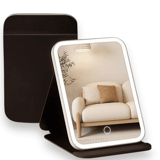  Espejo Led De Maquillaje Recargable Táctil Portátil Colores 