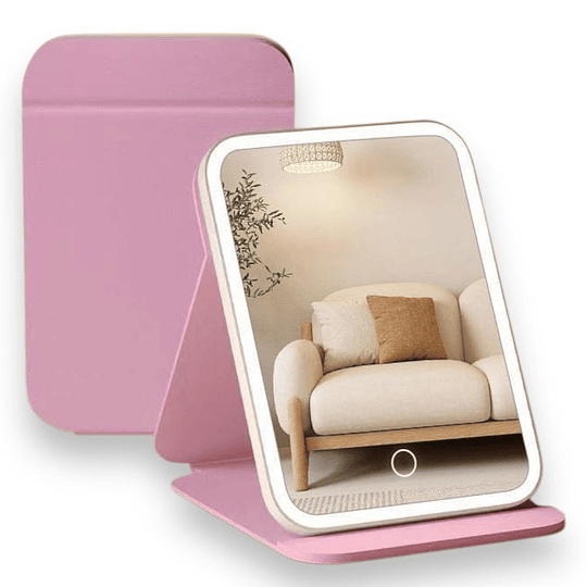  Espejo Led De Maquillaje Recargable Táctil Portátil Colores 
