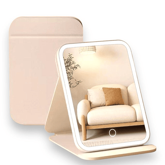  Espejo Led De Maquillaje Recargable Táctil Portátil Colores 