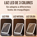  Espejo Led De Maquillaje Recargable Táctil Portátil Colores 