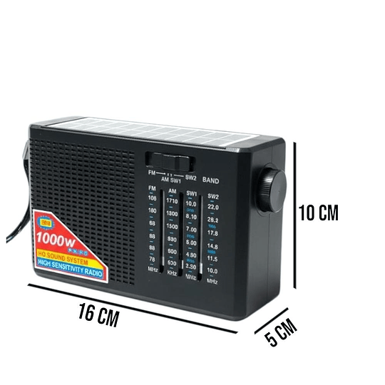 Radio Portátil Analógica Solar Recargable AM/FM MP3 