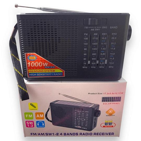 Radio Portátil Analógica Solar Recargable AM/FM MP3 
