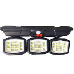 Foco Solar Triple De Pared Con Sensor De Movimiento Recargable 
