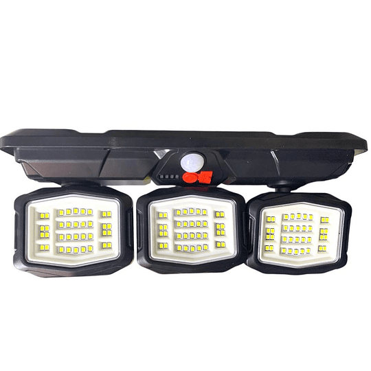 Foco Solar Triple De Pared Con Sensor De Movimiento Recargable 