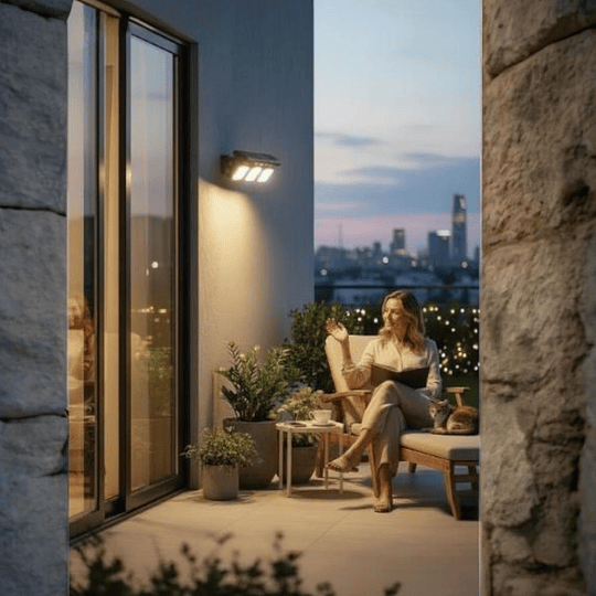 Foco Solar Triple De Pared Con Sensor De Movimiento Recargable 