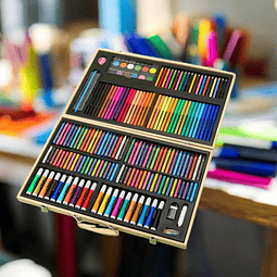 Set Arte Y Dibujo 180 Piezas Maletín De Pinturas Y Lápices 