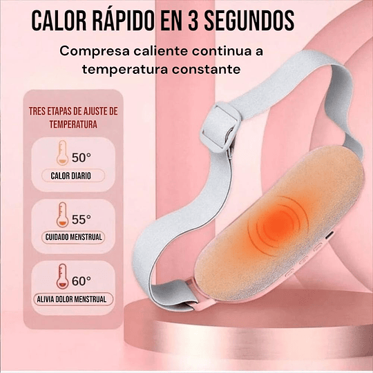 Cinturón Calentador Menstrual Con Masajeador Recargable Portátil