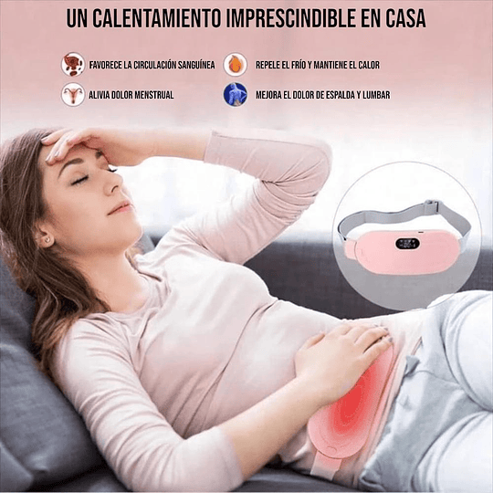 Cinturón Calentador Menstrual Con Masajeador Recargable Portátil