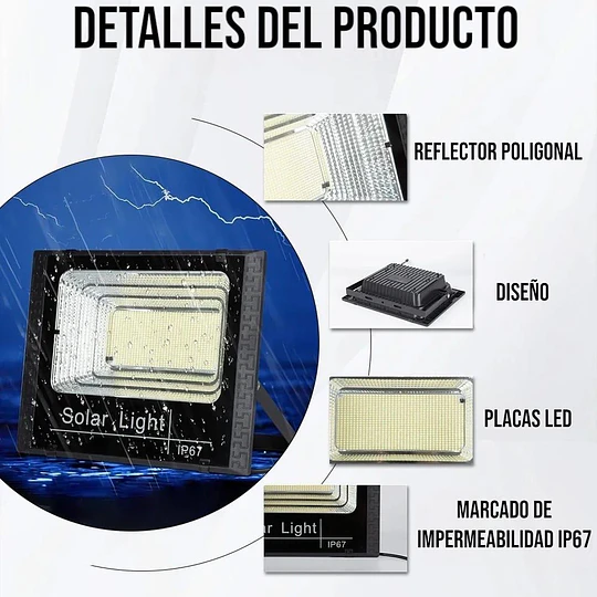 Foco Reflector Led Solar 200w Ip67 + Control 