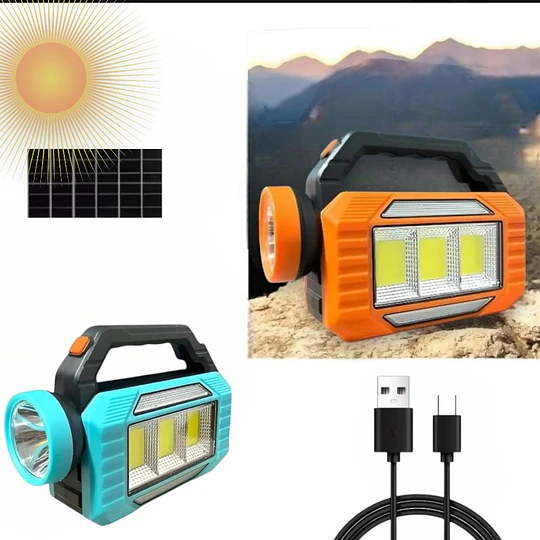 Linterna Led Solar Emergencia Recargable USB Portátil Alta Potencia  