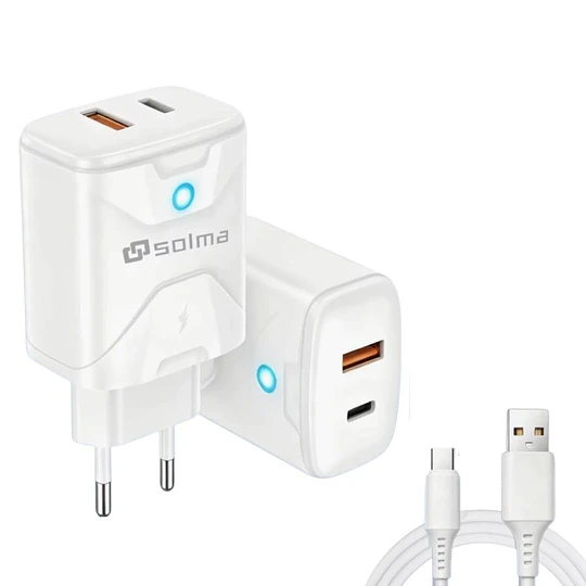 Cargador 100w Carga Rápida Tipo C Blanco 2 En 1 