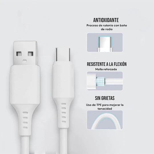 Cargador 100w Carga Rápida Tipo C Blanco 2 En 1 