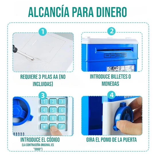 Alcancía Electrónica Tipo Caja Fuerte Digital Con Clave Y Luces 