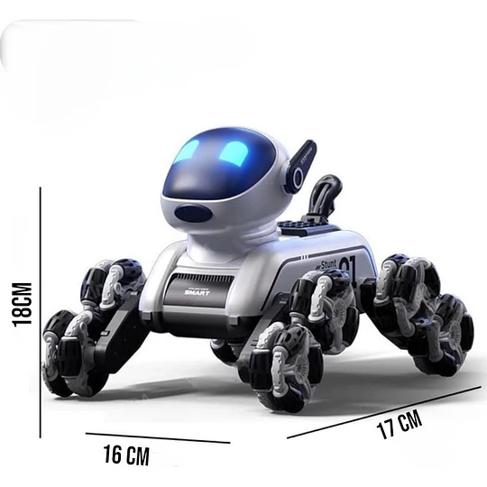 Perro Robot Inteligente Acrobacias Giro 360° Luces Y Sonido 