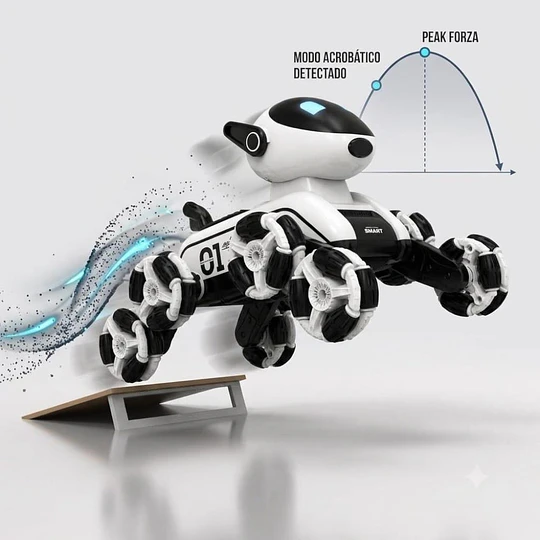 Perro Robot Inteligente Acrobacias Giro 360° Luces Y Sonido 