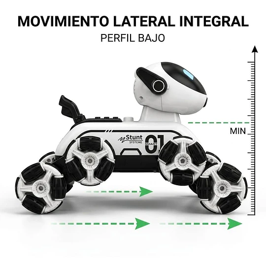 Perro Robot Inteligente Acrobacias Giro 360° Luces Y Sonido 