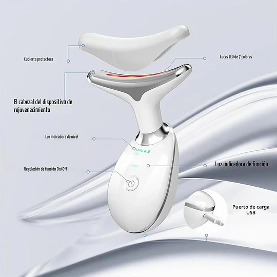 Masajeador Facial Antiarrugas 7 En 1 Luz Led Recargable 