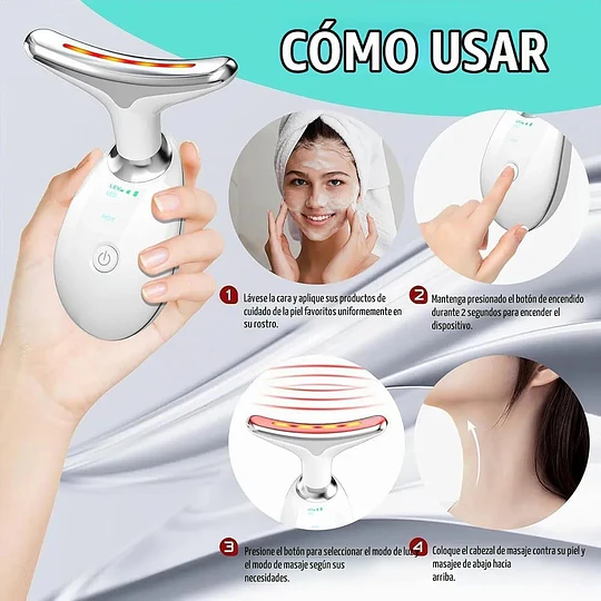 Masajeador Facial Antiarrugas 7 En 1 Luz Led Recargable 