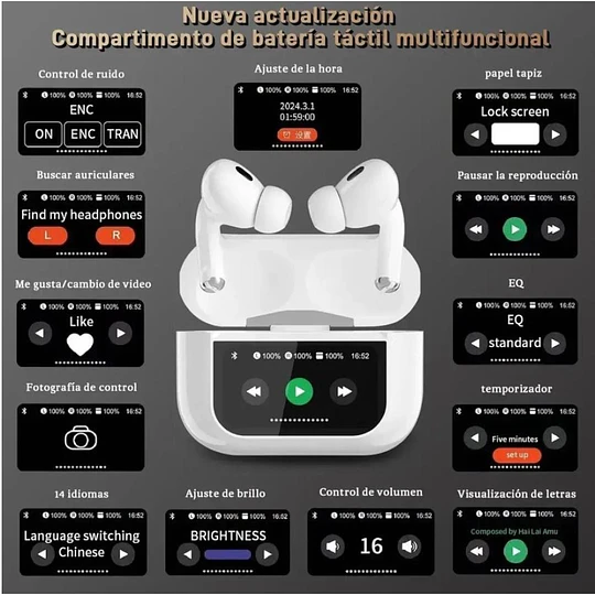 Audifonos Bluetooth Inalámbricos Con Pantalla Táctil