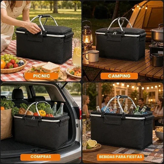 Canasto Térmico Plegable Cooler Para Camping 