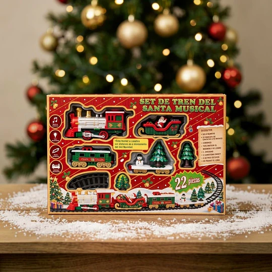 Tren Navideño Musical con Luz y Sonido 22 Pcs