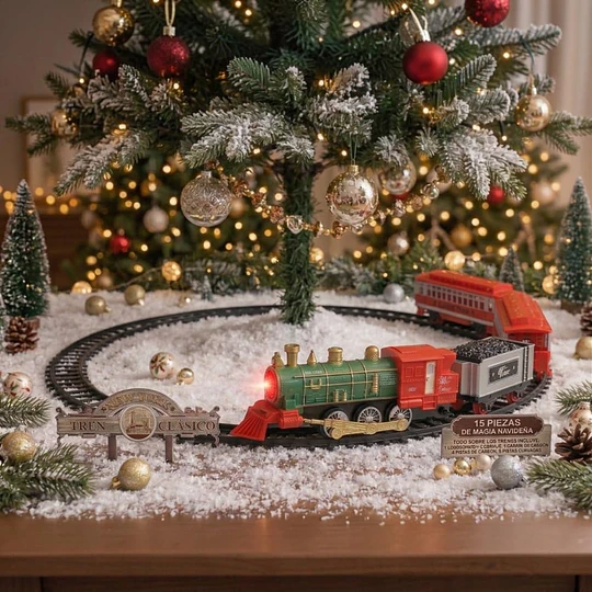 Tren Navideño Musical 15 Pcs Decorativo Luces Y Sonido