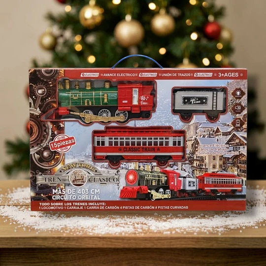 Tren Navideño Musical 15 Pcs Decorativo Luces Y Sonido